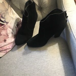 Suede black heeled boots